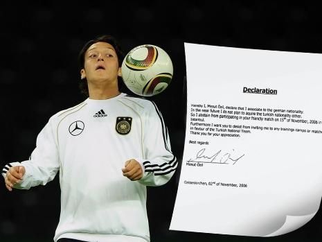 厄齐尔拒加盟土耳其文件曝光 18岁亲签"投名状"